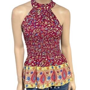NWT Haute Hippie smocked halter neck boho top